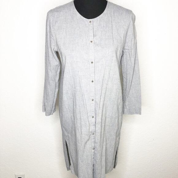 Anthropologie Holding Horses gray button front linen blend tunic top or dress 6 - Picture 1 of 13